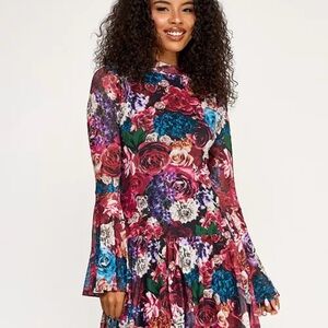 Vibrant Floral Long Sleeve Dress